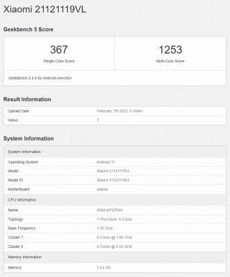 Meral Erden: Redmi 10 2022 Modeli Geekbench’te Listelendi 1