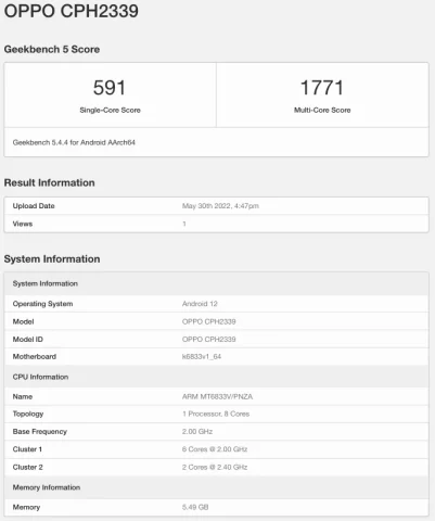 Şinasi Kaya: Oppo A77 5G, Geekbench Veritabanında Görüldü 1