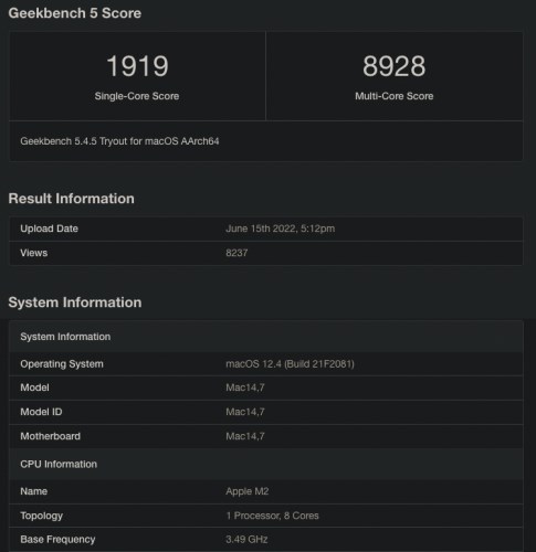 Ulaş Utku Bozdoğan: Apple M2 Işlemcisinin Birinci Benchmark Skoru Ortaya Çıktı 3