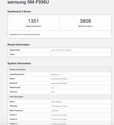 Ulaş Utku Bozdoğan: Samsung Galaxy Z Fold 4 Geekbench’te Görüntülendi 3