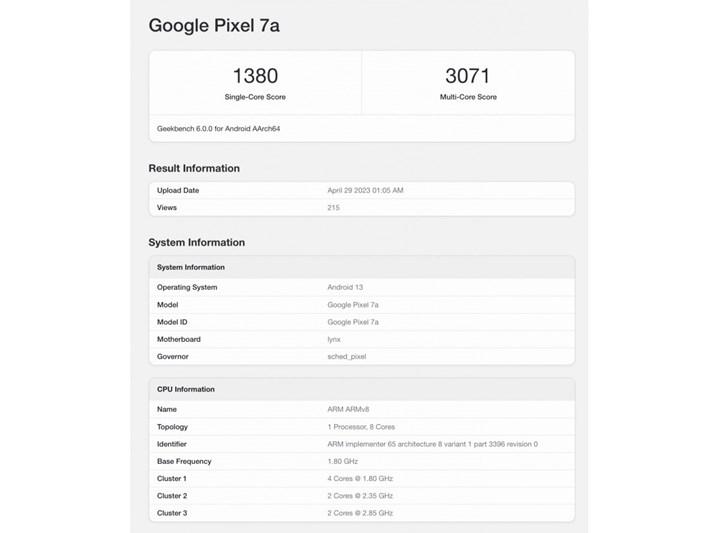 Ulaş Utku Bozdoğan: Google Pixel 7A Geekbench'Te Test Edildi: Pekala Neler Sunuyor? 3