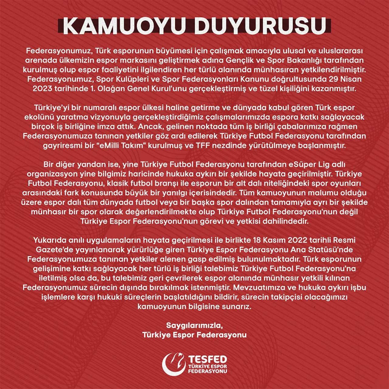 Ulaş Utku Bozdoğan: Türkiye Espor Federasyonu, TFF'ye "eMilli Takım" ve "eSüper Lig" İçin Dava Açtı 5