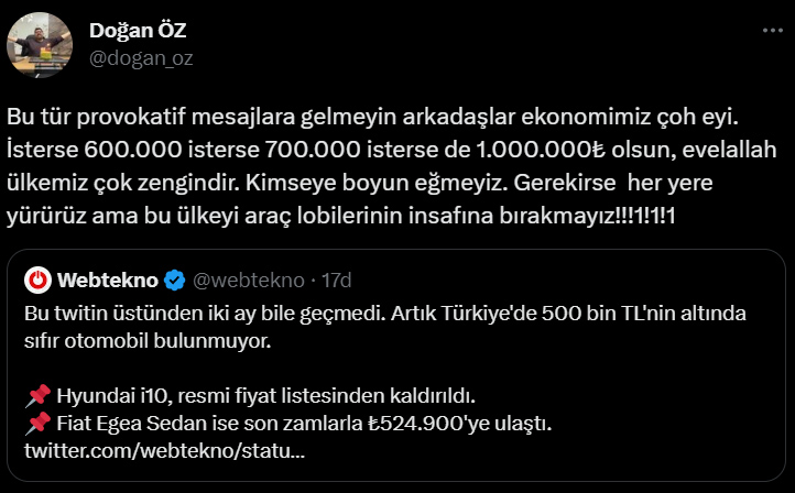 Ulaş Utku Bozdoğan: Türkiye’de 500 Bin Tl’nin Altında Sıfır Araba Kalmadı! - Webtekno 9