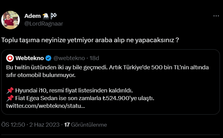 Ulaş Utku Bozdoğan: Türkiye’de 500 Bin Tl’nin Altında Sıfır Araba Kalmadı! - Webtekno 11