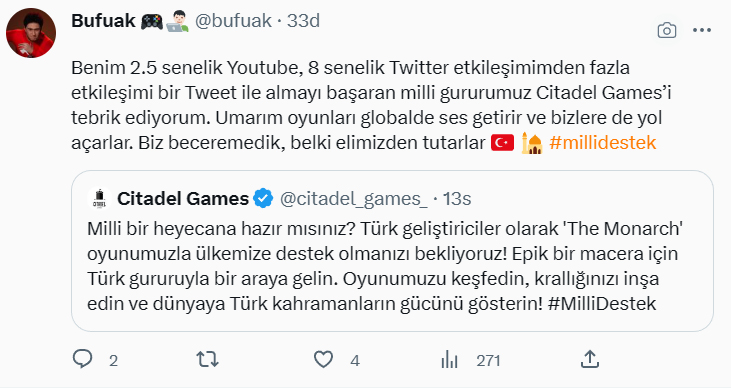 Meral Erden: Türk Oyun Şirketi Citadel Games’in, Oyunlarını ‘Ülkemize Destek Olun’ Çağrısıyla Duyurması Sosyal Medyada Tepki Topladı 5