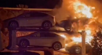 İstanbul’da Sıfır Tesla Araçlar Cayır Cayır Yanıp Küle Döndü [VİDEO]