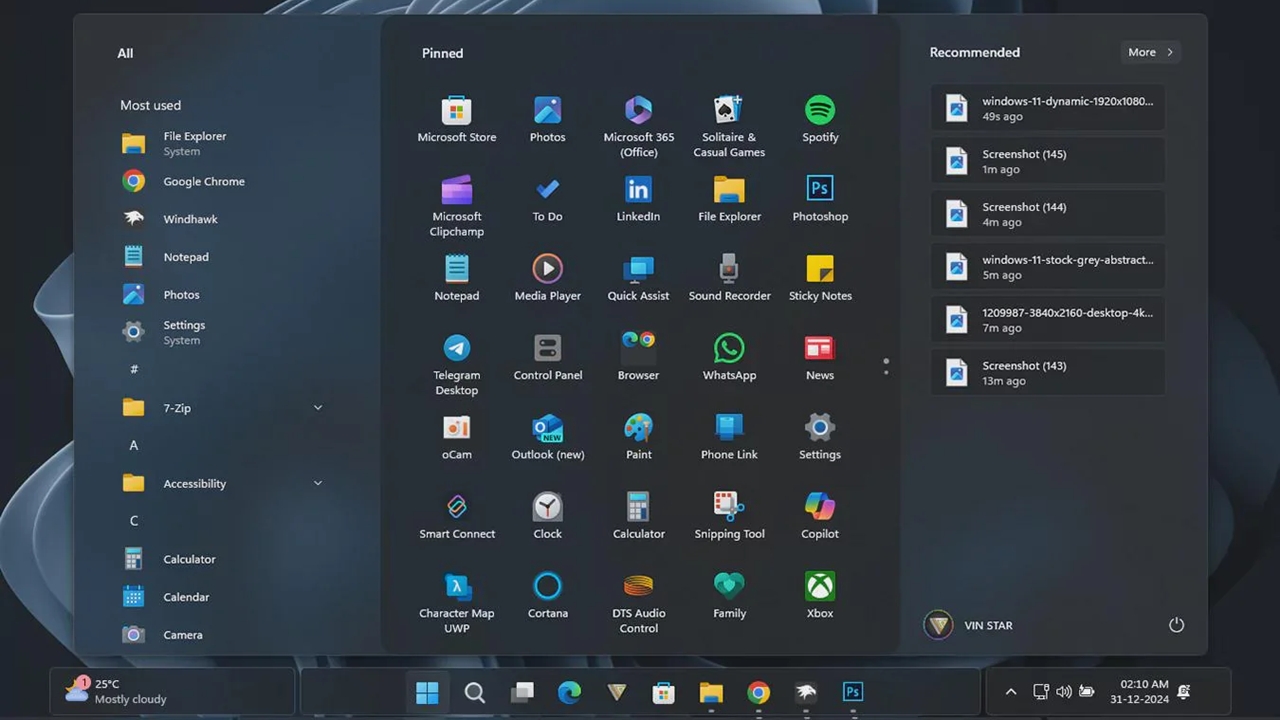 Windows 11'de Başlat Menüsüne Yenilikler Geliyor