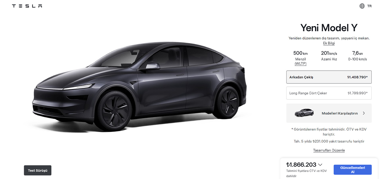 Tesla Model Y'nin Türkiye pazarındaki yeni gelişmeleri