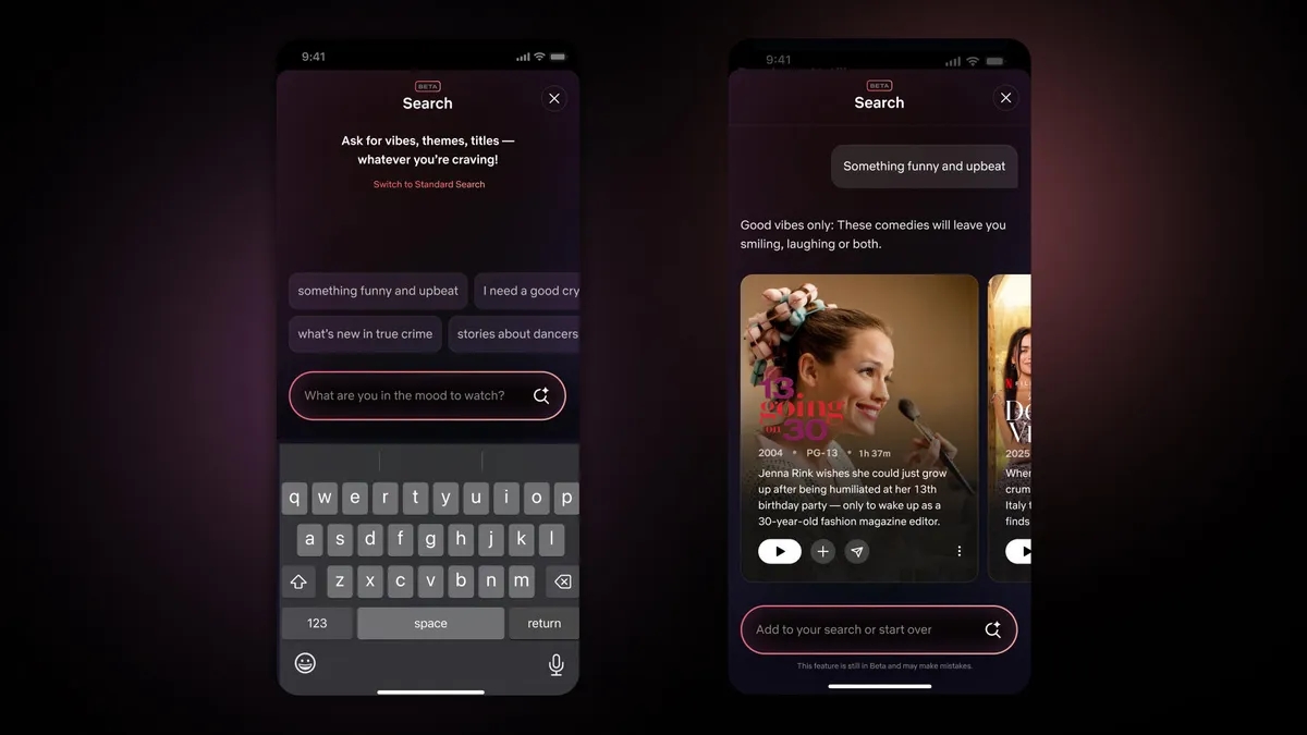 Netflix, kullanıcı deneyimini kişiselleştirmek ve içerik keşfetme sürecini daha sezgisel hale getirmek amacıyla yeni bir yapay zekâ tabanlı arama özelliğini test ediyor. Bu özellik sayesinde kullanıcılar, geleneksel anahtar kelimeler yerine doğal dil kullanarak içerik araması yapabilecekler. Böylece, alışılmışın dışında, günlük konuşma diline yakın ifadelerle Netflix'ten dizi ve film önerileri almak mümkün olacak.