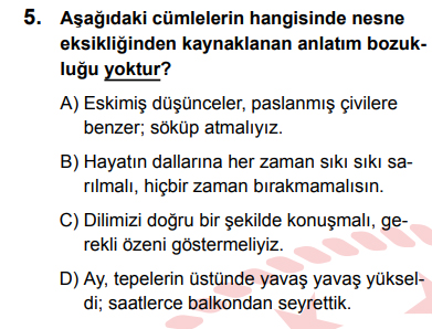 Türkçe 5. Soru