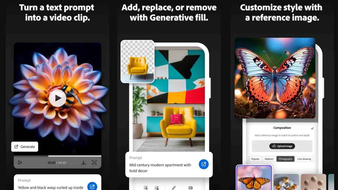 Adobe, yeni nesil üretken yapay zekâ aracı Firefly’ı artık cebinize sığdırdı. Kullanıcıların günlük yaratıcılık ihtiyaçlarına hızlıca cevap verebilmesi adına, iOS ve Android işletim sistemleri için geliştirilmiş mobil uygulaması ile her zaman, her yerde görsel ve video üretimi mümkün hale geliyor.