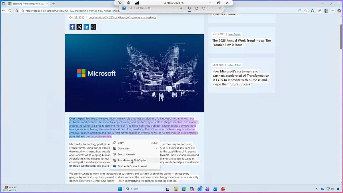 Bulut Bilgisayarlarla Yapay Zeka Gücünü Her Cihaza Taşıyan Windows 365 AI Özellikleri